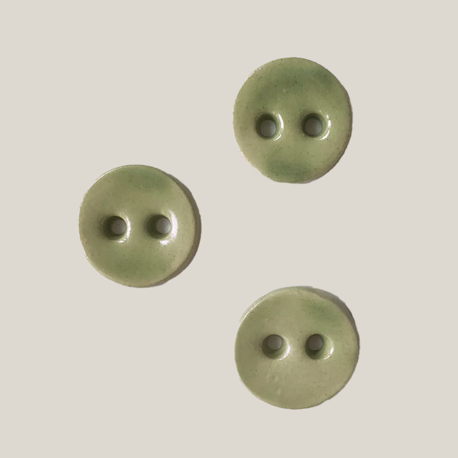 22 mm Håndlavet Keramikknap Patina Green