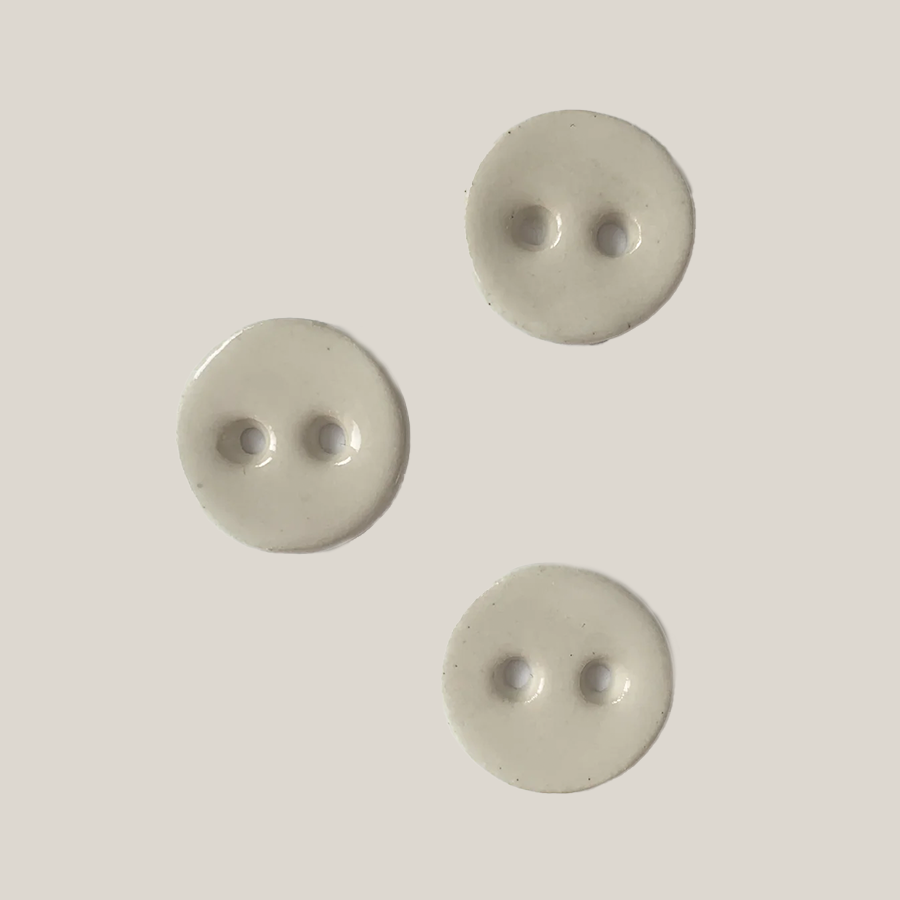 20 mm Håndlavet Keramikknap Pearly White
