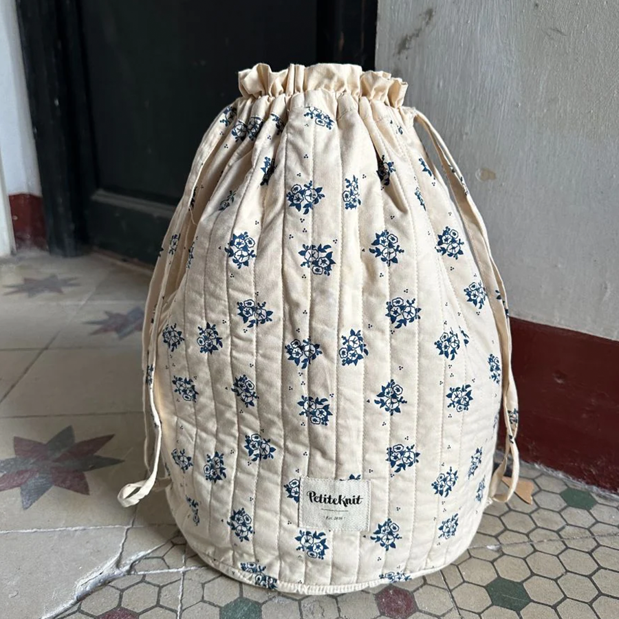 Get Your Knit Together Bag Grand - Midnight Blue Flower - Petiteknit Projekttaske